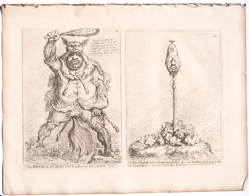 original James Gillray etchings The Tree of Liberty Must Be Planted Immediately
The Republican Hercules Defending His Country